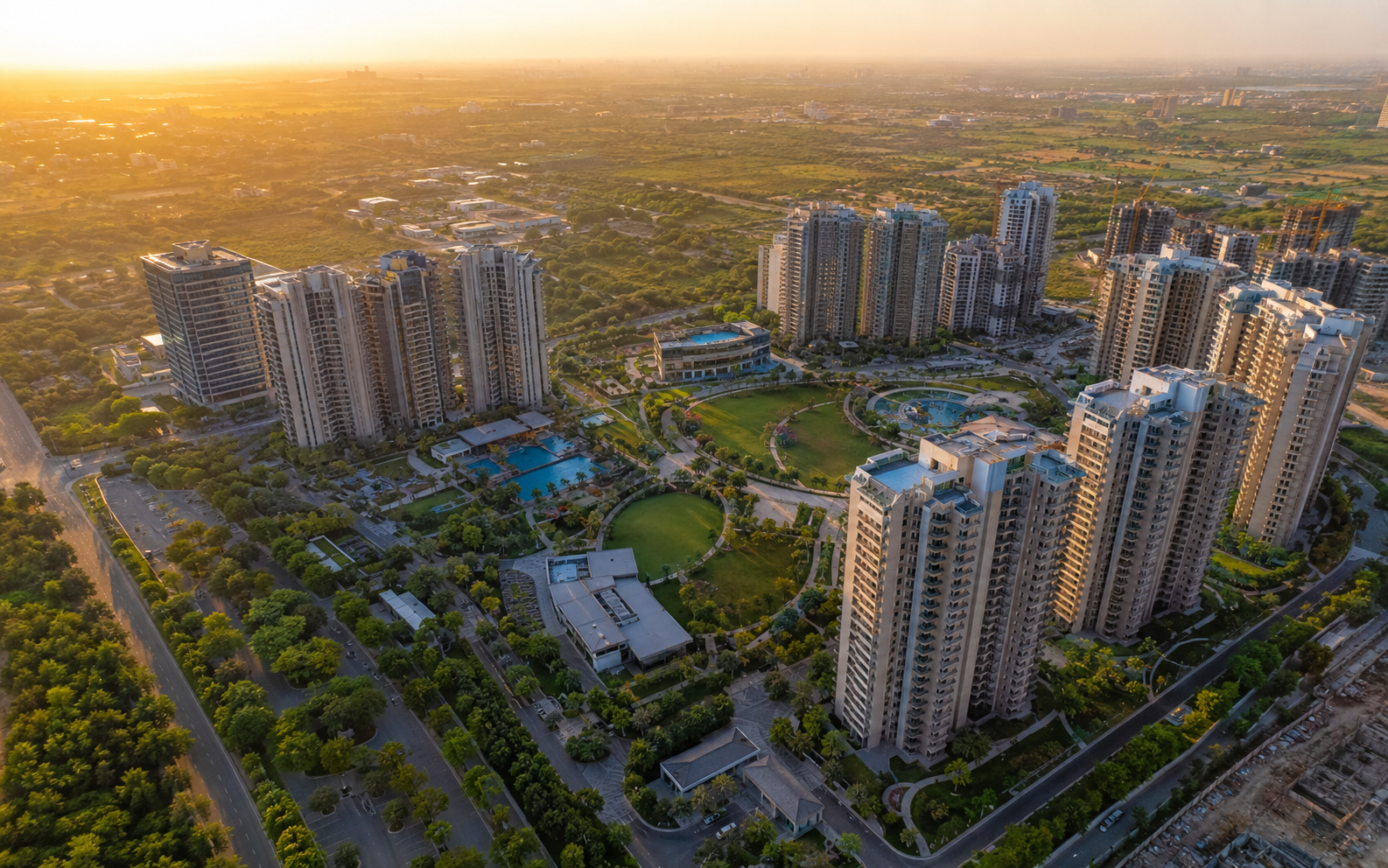 Aerial view of Elan JW Marriott Residences integrated township